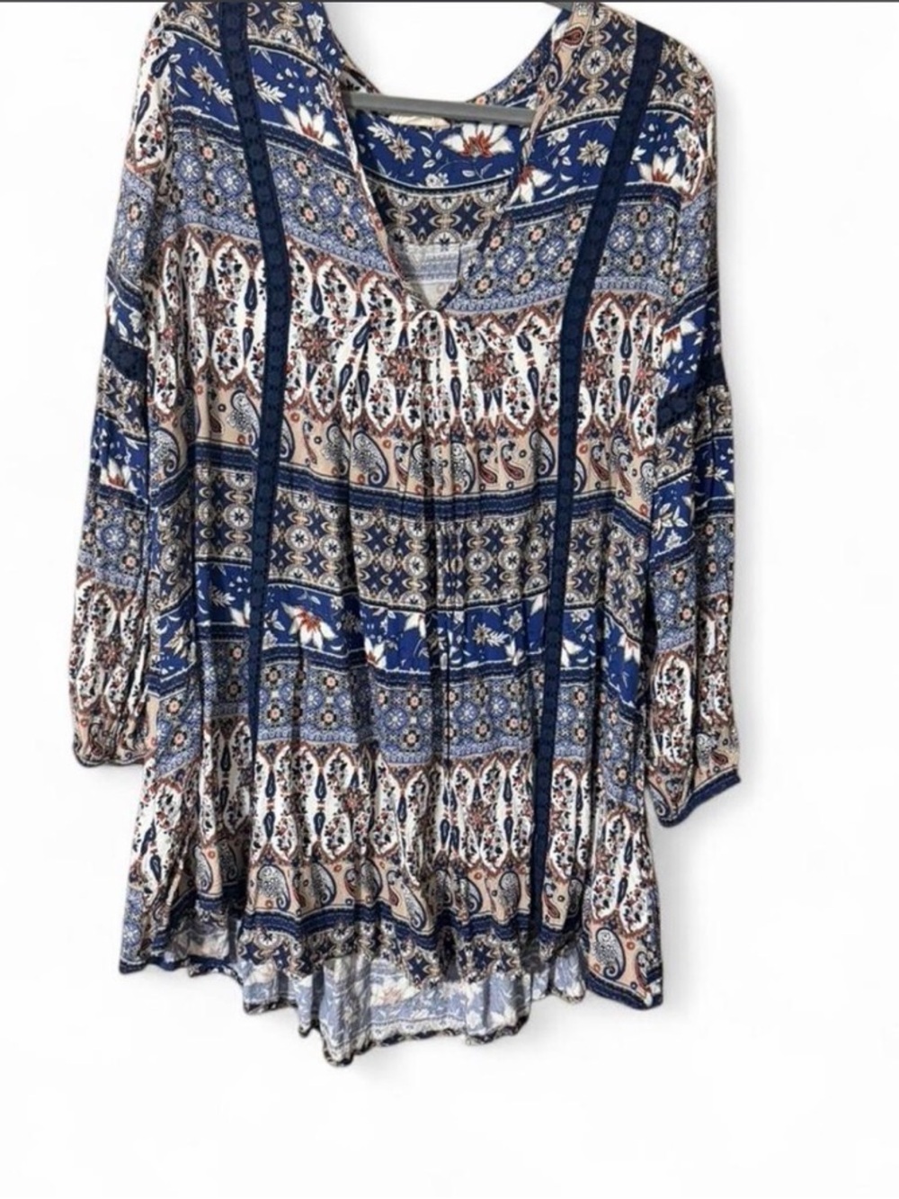 Altar'd State Navy and Cream Paisley Boho Tunic